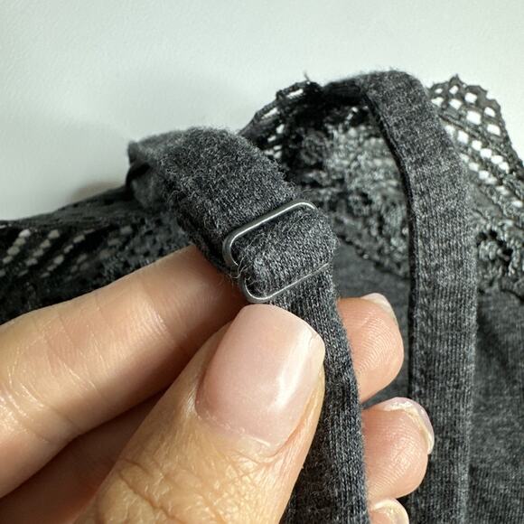 Ann Taylor Y2K Gray Lace Trim Cami Tank Top Petite S Soft Grunge Minimalist Core - Picture 7 of 10